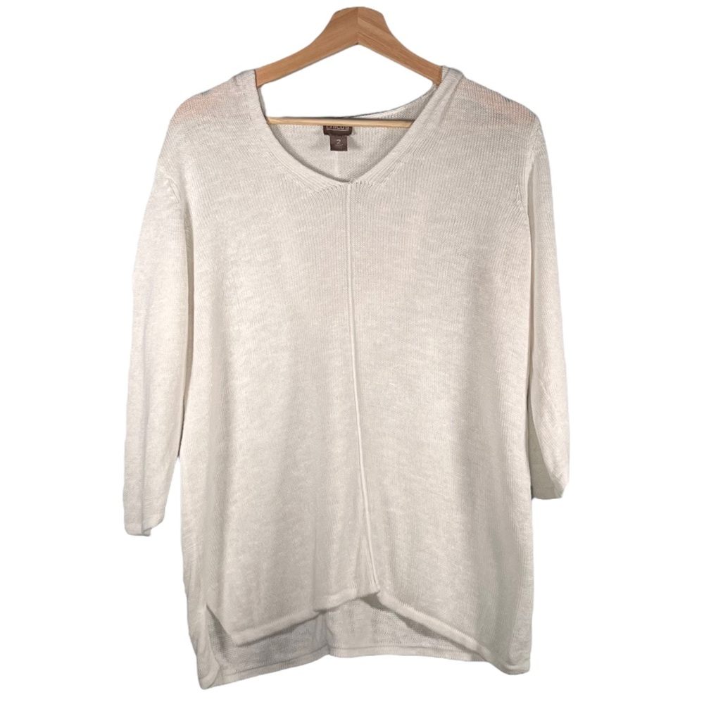 Chico’s White 3/4 Sleeve Pullover Sweater Hoodie Size 2